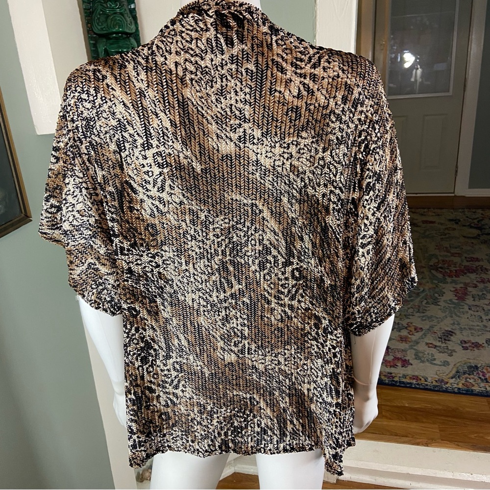 3/$12 Vintage 90s Chico's Sz 1 Sheer Leopard Kimono Jacket Swimsuit Beach Pool - Picture 7 of 9